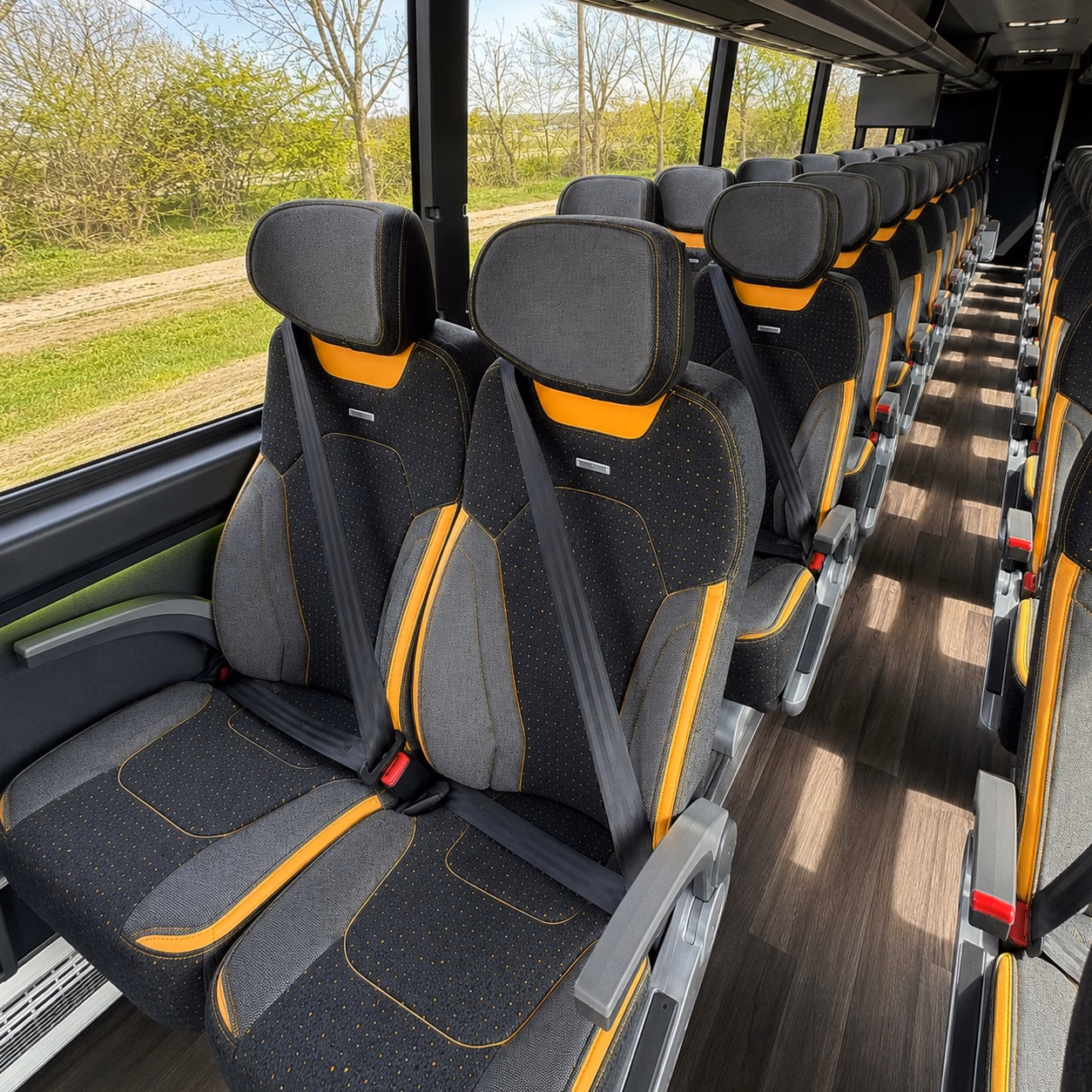chino hills charter bus rental interior